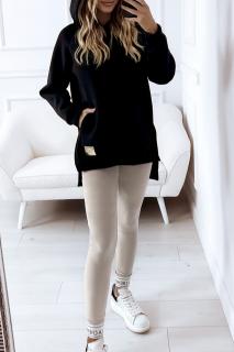 Dámska prodloužená mikina s kapucí oversize , černá (Stylová dámská prodloužená mikina OVERSIZE, černá)