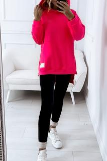 Dámská prodloužená mikina zářicí růžová ,OVERSIZE (Stylová dámská prodloužená mikina zářicí růžová, OVERSIZE)