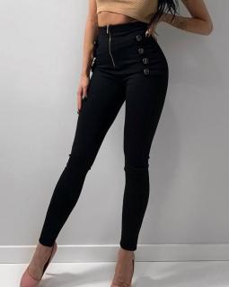 Dámske černé kalhoty s vysokým pásem (Elegantné dámske kalhoty s vysokým pásem,černé)