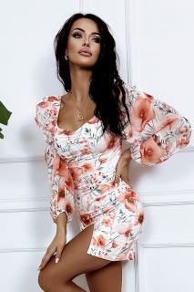 Dámské květinové šaty s dlouhým rukávem (Elegantní dámské květinová minišaty )