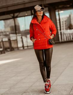 Stýlová dámska bunda v červené barvě (Stýlová dámska budna na zimu v červené barvě)