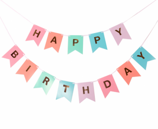 Girlanda s nápisem Happy Birthday pastelová