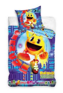 Carbotex Povlečení PACMAN blue bavlna 140/200, 70/90 cm