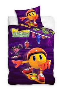 Carbotex Povlečení PACMAN lila bavlna 140/200, 70/90 cm