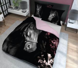 DETEXPOL Francouzské povlečení Kůň Romantic bavlna, 220/200, 2x70/80 cm