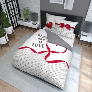 DETEXPOL Francouzské povlečení Love Bavlna 220/200, 2x70/80 cm