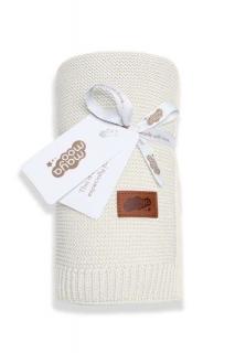 DETEXPOL Pletená deka do kočárku bavlna bambus smetanová 80/100 cm