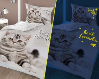 DETEXPOL Povlečení Best Friends Kotě svítící 100% Bavlna 140/200, 70/80 cm