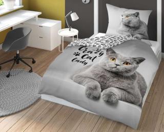 DETEXPOL Povlečení Crazy Cat bavlna 140/200, 70/80 cm