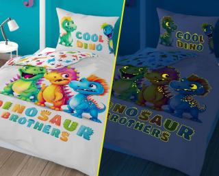 DETEXPOL Povlečení Dinosaur Brothers svítící 100% Bavlna 140/200, 70/80 cm