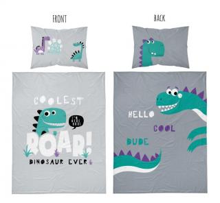 DETEXPOL Povlečení do postýlky Dino šedá Bavlna, 100/135, 40/60 cm