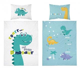 DETEXPOL Povlečení do postýlky Liitle Dino blue  Bavlna, 100/135, 40/60 cm