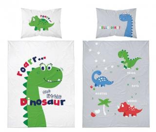 DETEXPOL Povlečení do postýlky Little Dino green  Bavlna, 100/135, 40/60 cm