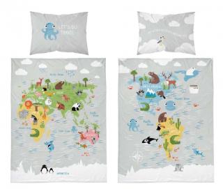 DETEXPOL Povlečení do postýlky Mapa grey  Bavlna, 100/135, 40/60 cm