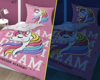 DETEXPOL Povlečení Jednorožec Dream svítící  Bavlna, 140/200, 70/80 cm
