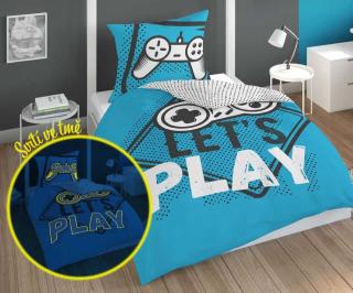 DETEXPOL Povlečení Play Game blue svítící bavlna 140/200, 70/80 cm