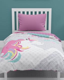 DETEXPOL Přehoz na postel Jednorožec grey  Polyester, 170/210 cm