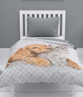 DETEXPOL Přehoz na postel Kotě a Štěně 100% Polyester, 170/210 cm