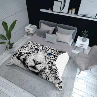 DETEXPOL Přehoz na postel Leopard černobílá  Polyester, 220/240 cm