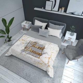 DETEXPOL Přehoz na postel Sweet Dreams mramor white  Polyester, 170/210 cm