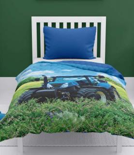 DETEXPOL Přehoz na postel Traktor blue 170/210 cm