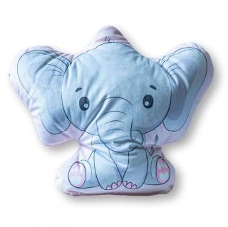 DETEXPOL Tvarovaný mikroplyšový polštářek Slon 100% Polyester 33x26 cm