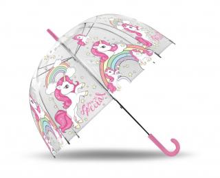 EUROSWAN Průhledný deštník Jednorožec POE, průměr 70 cm