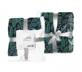 FARO Fleece deka s beránkem listy zelená 100% Polyester 150/200 cm