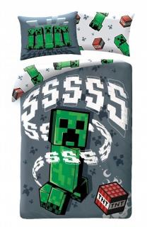 HALANTEX Povlečení Minecraft Creeper Grey  Bavlna, 140/200, 70/90 cm