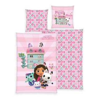 HERDING Povlečení Gábinin kouzelný domek pink 100% bavlna 140/200, 70/90 cm