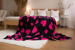 JERRY FABRICS Deka mikroplyš s beránkem Srdce 100% polyester 150/200 cm