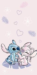 JERRY FABRICS Osuška Lilo and Stitch pink 100% bavlna - froté 70x140 cm