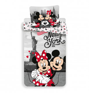 JERRY FABRICS Povlečení Mickey a Minnie v New Yorku Love 100% Bavlna, 140/200, 70/90 cm