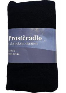 JERRY FABRICS Prostěradlo Jersey Černá Bavlna 180/200 cm