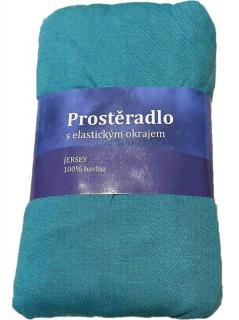 JERRY FABRICS Prostěradlo Jersey Tyrkys zelená bavlna 90/200 cm