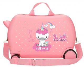 JOUMMABAGS Dětský kufřík na kolečkách Roll Road I am Unicorn coral ABS plast 45 cm