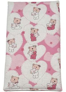 SDS Matrace do postýlky pro panenky Medvídek srdíčka růžová  Bavlna, výplň: Polyester, 50/28 cm