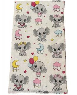 SDS Matrace do postýlky pro panenky Veselý sloníci  Bavlna, výplň: Polyester, 50/28 cm