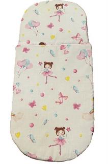SDS Peřinky do kočárku pro panenky Baletky na bílém Bavlna, výplň: Polyester, 1x 27x40 cm / 25x20 cm