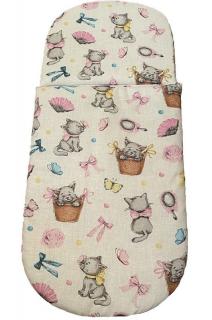 SDS Peřinky do kočárku pro panenky Veselé kočičky Bavlna, výplň: Polyester, 1x 27x40 cm / 25x20 cm