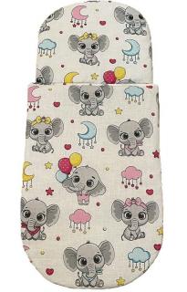 SDS Peřinky do kočárku pro panenky Veselí sloníci Bavlna, výplň: Polyester, 1x 27x40 cm / 25x20 cm