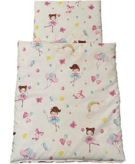SDS Peřinky do postýlky pro panenky Baletky na bílém Bavlna, výplň: Polyester, 1x 38x44 cm / 28x20 cm