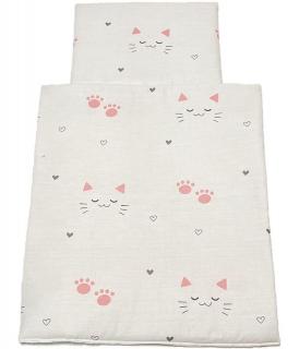 SDS Peřinky do postýlky pro panenky Kočičky bílá Bavlna, výplň: Polyester, 1x 38x44 cm / 28x20 cm