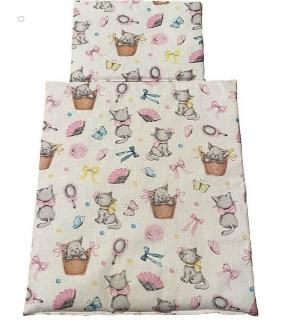 SDS Peřinky do postýlky pro panenky Veselé kočičky Bavlna, výplň: Polyester, 1x 38x44 cm / 28x20 cm