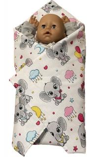 SDS Rychlozavinovačka pro panenky Veselí sloníci Bavlna, výplň: Polyester, 1x 60x60 cm