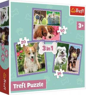 TREFL Puzzle Roztomilá štěňata 3v1 20,36,50 dílků