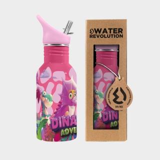 Water Revolution Dětská nerezová láhev na pití Dinaland pink  Potravinářská nerezová ocel 18/8, 500 ml