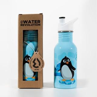 Water Revolution Dětská nerezová láhev na pití Tučňák 500 ml