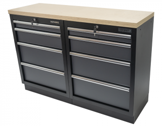 AKČNÍ SET Dílenské skříňky MB-TGC1304 s dřevěnou pracovní deskou MB-TGW53