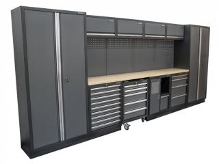AKČNÍ SET Sestava 10 ks dílenského nábytku SET-CA01075 s dřevěnou pracovní deskou MB-TGW26 a MB-TGW80